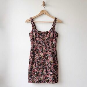 Wild Fable Womens Medium Floral Corduroy Mini Dress Adjustable Strap Square Neck